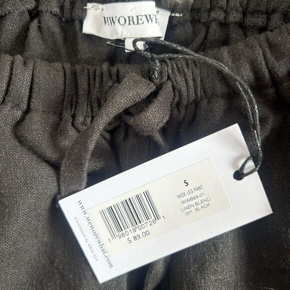 WeWoreWhat Black Linen Blend Drawstring Waist Wide Leg Trousers Size Small NEW - Picture 5 of 7
